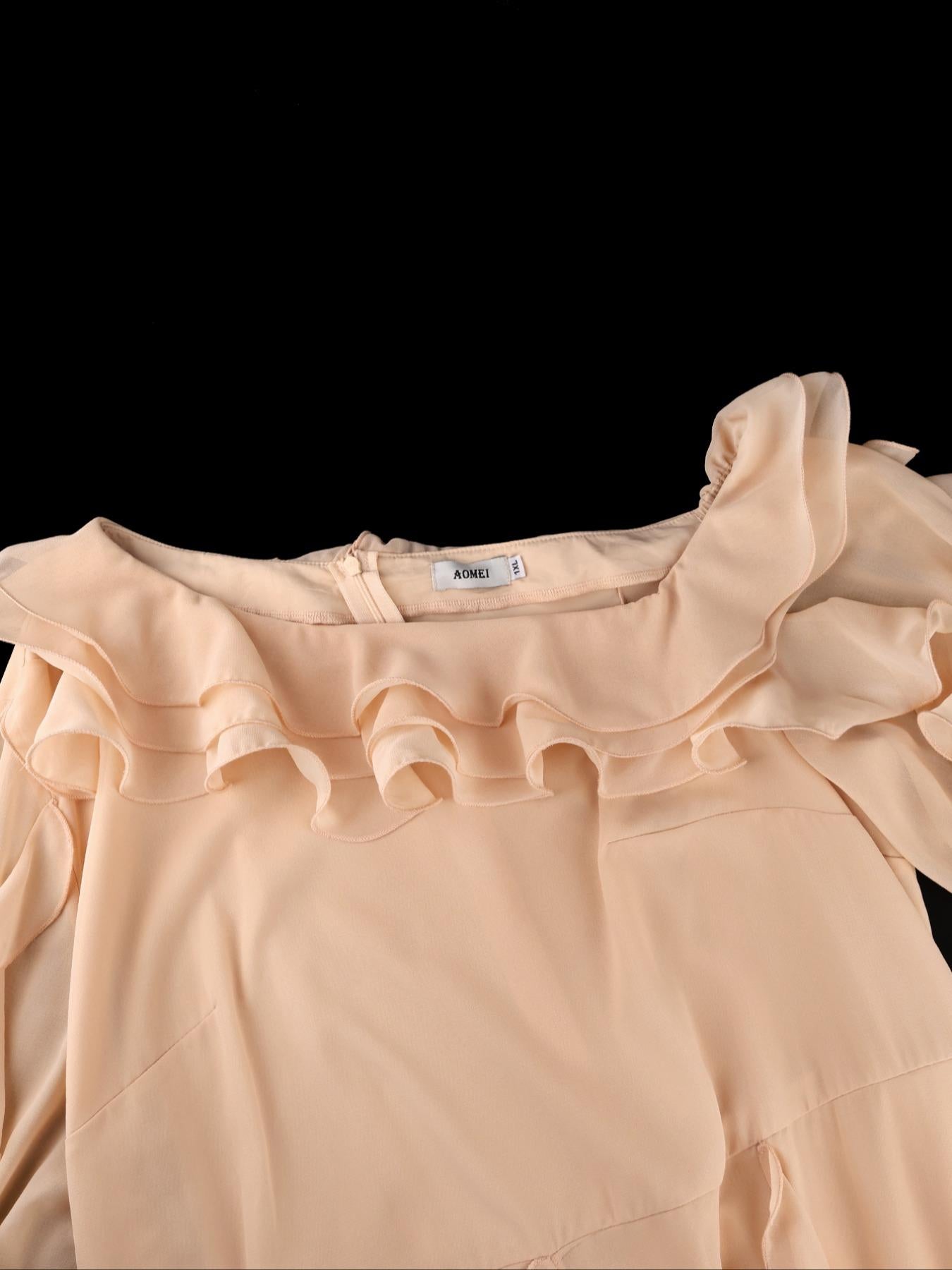 VVZ Women's Chiffon Long-Sleeve Off-Shoulder Dress