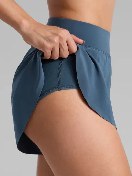 VVZ Women's High-Waisted Dolphin-Hem Athletic Running Shorts