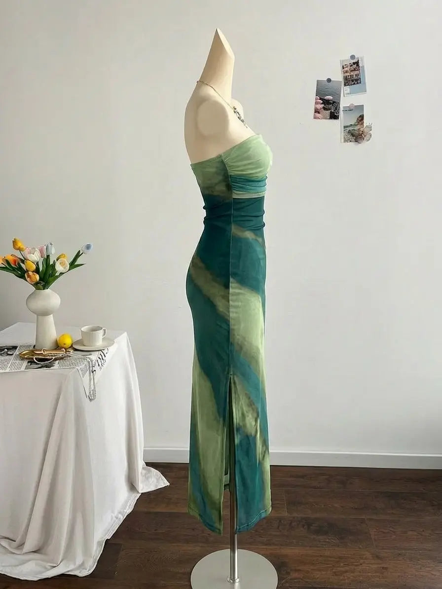 VVZ Spring/Summer Tie-Dye Strapless Dress