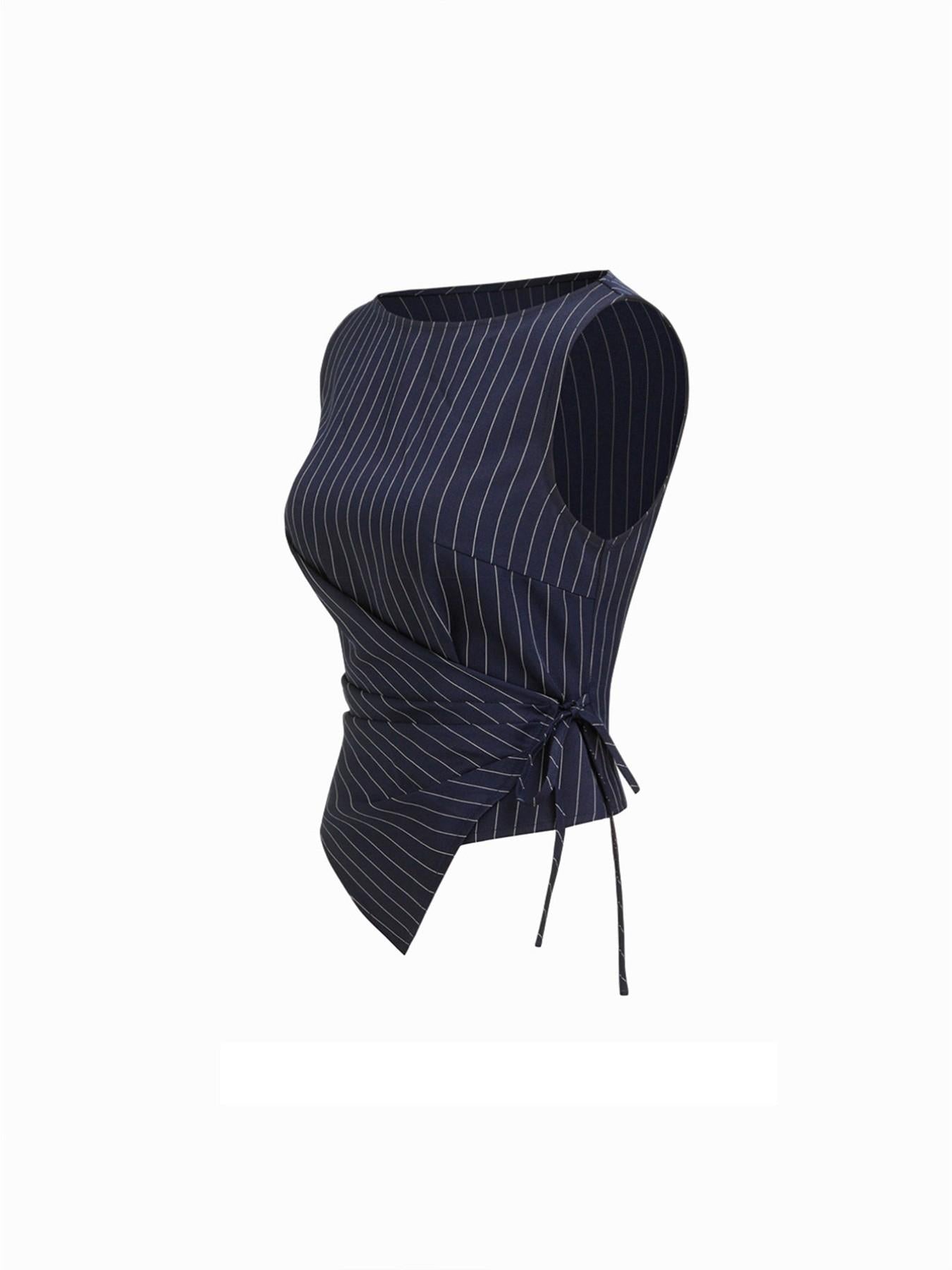 VVZ Women's Striped Tie-Front Tank Top and Straight-Leg Pants Set