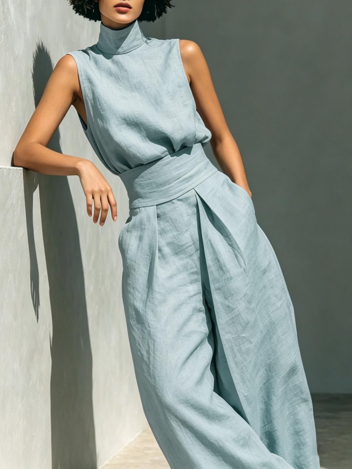 VVZ Elegant and stylish solid-color two-piece women's outfit