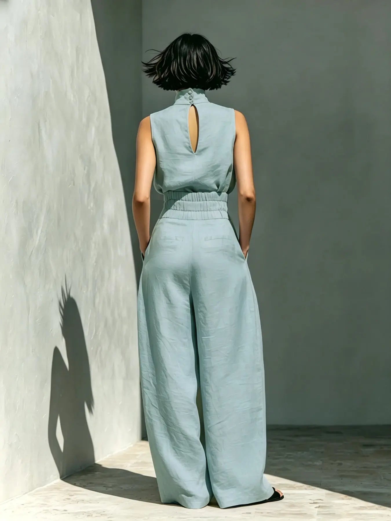 VVZ Elegant and stylish solid-color two-piece women's outfit