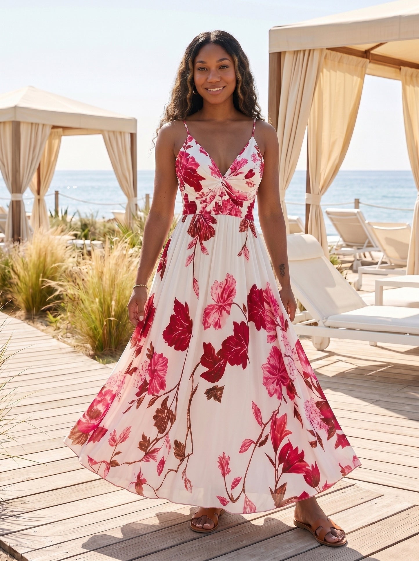 VVZ French-style printed camisole dress