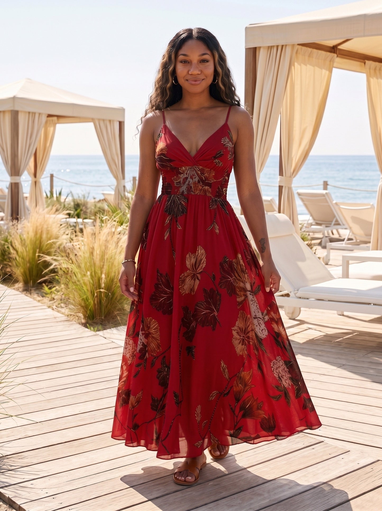 VVZ French-style printed camisole dress