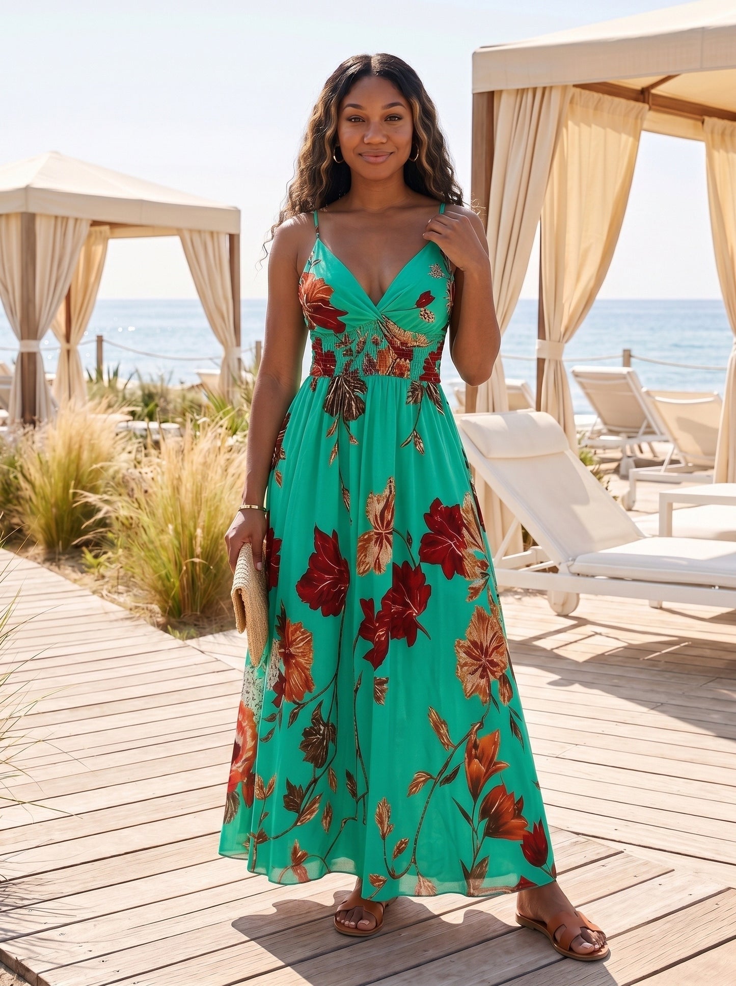 VVZ French-style printed camisole dress