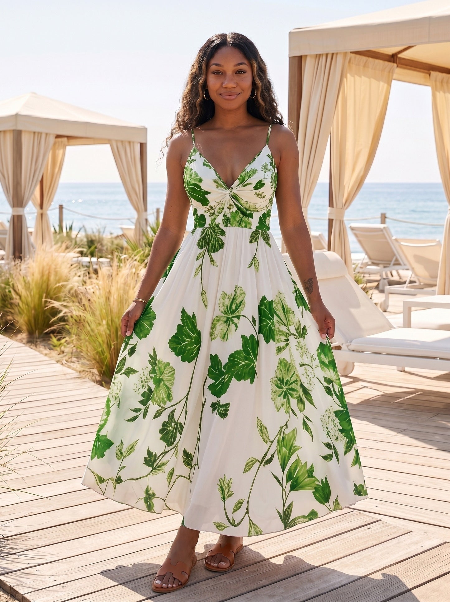 VVZ French-style printed camisole dress