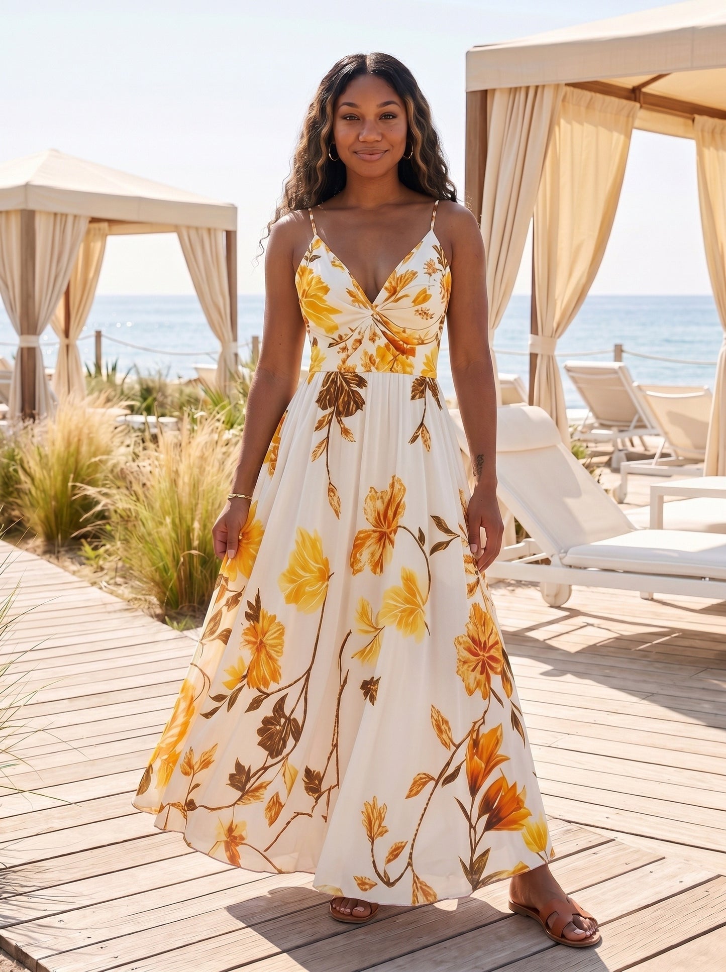 VVZ French-style printed camisole dress